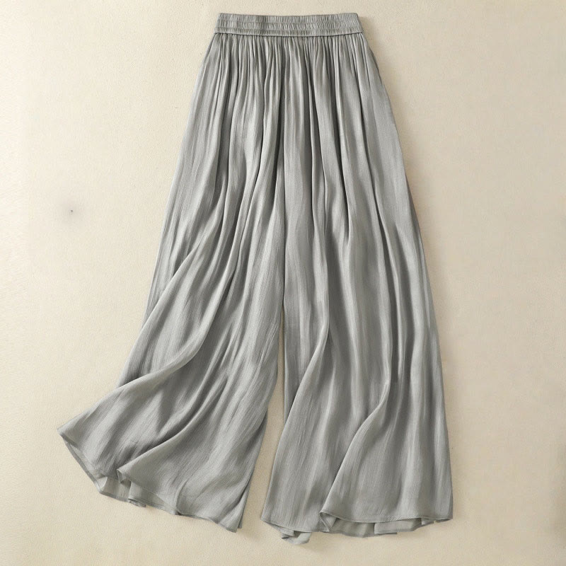Pantalon large pour femme avec poches, taille élastique et plis, motif Buddha Stones gris clair - Gris clair - US8-10，UK/AU12-14，EU40-42 (2XL) - image 0
