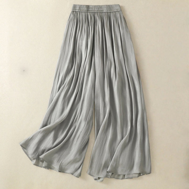 Pantalon large pour femme avec poches, taille élastique et plis, motif Buddha Stones gris clair - Gris clair - US8-10，UK/AU12-14，EU40-42 (2XL) - image 0