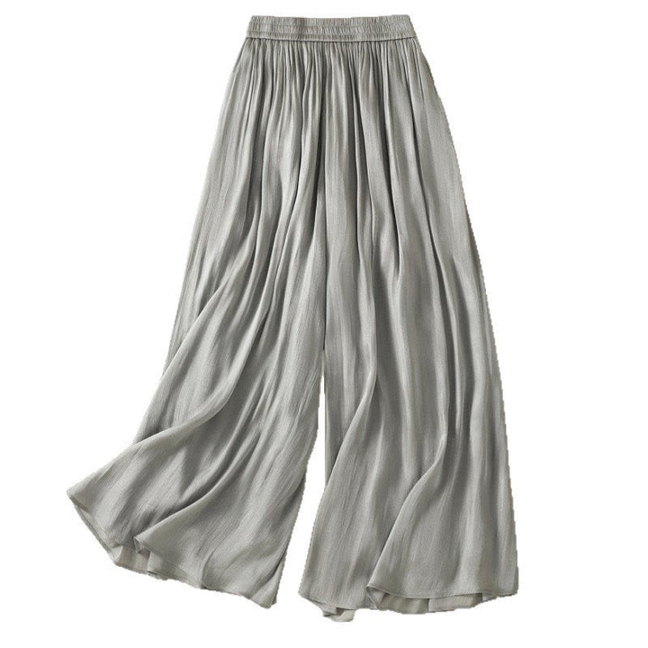 Pantalon large gris clair à taille élastique et poches pour femme avec motif Buddha Stones - image 16