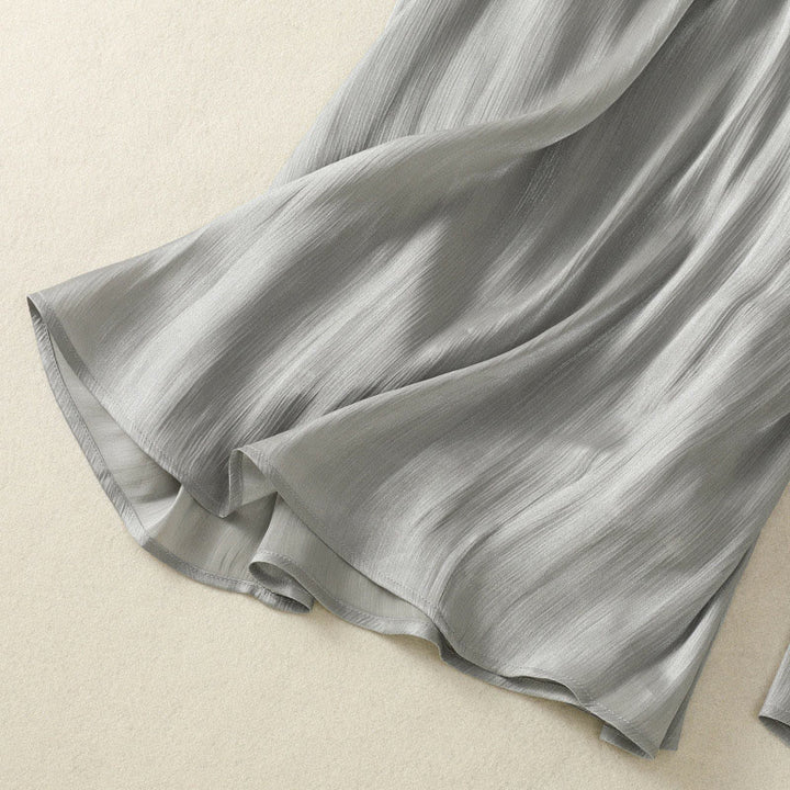 Pantalon large gris clair à taille élastique et poches pour femme avec motif Buddha Stones - image 11