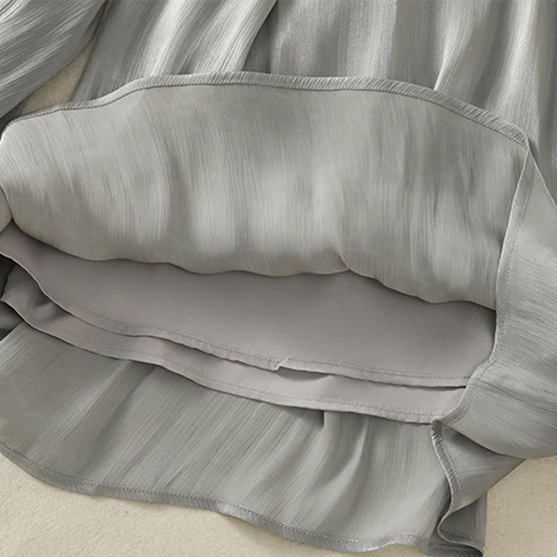 Pantalon large gris clair à taille élastique et poches pour femme avec motif Buddha Stones - image 10