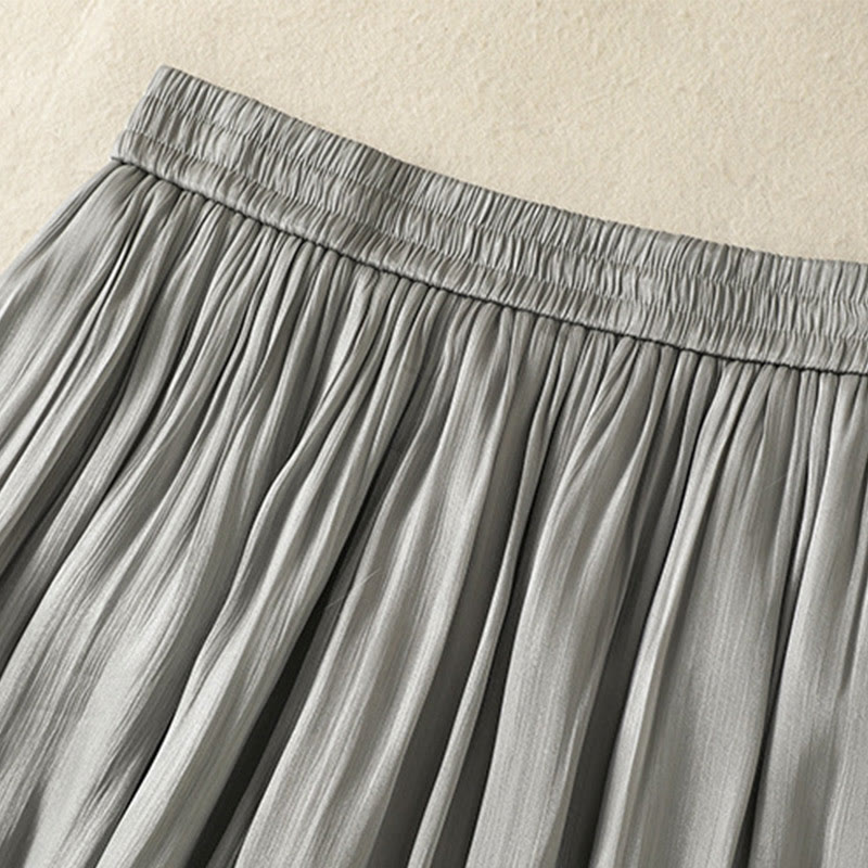 Pantalon large pour femme avec poches, taille élastique et plis, motif Buddha Stones gris clair - image 6