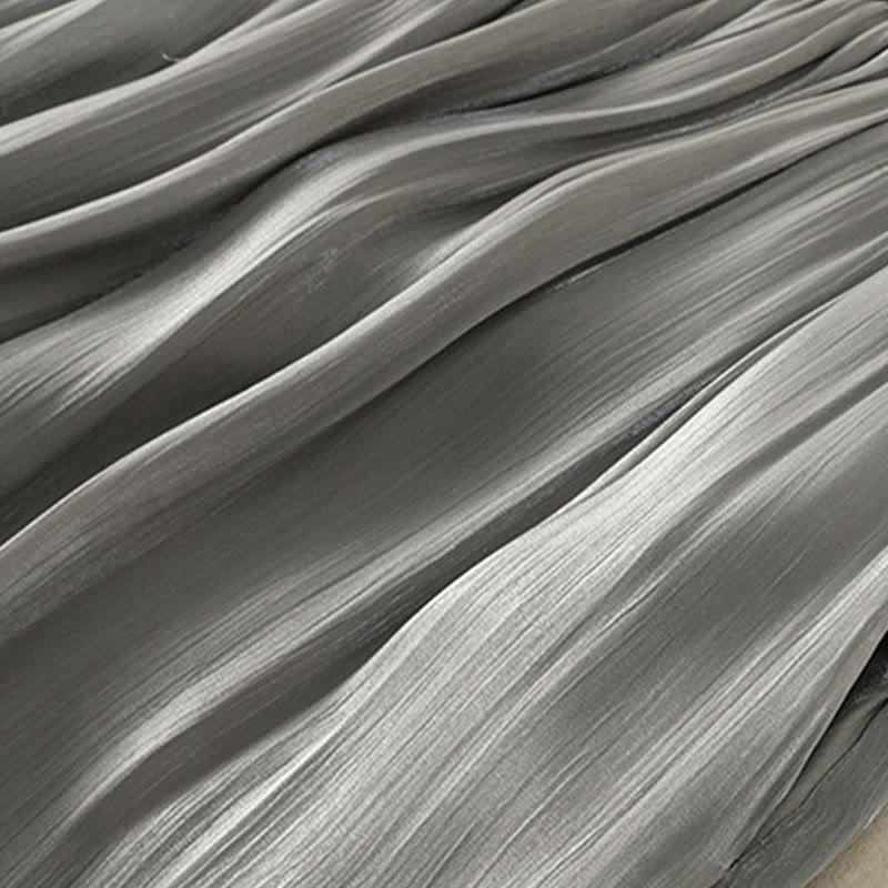 Pantalon large gris clair à taille élastique et poches pour femme avec motif Buddha Stones - image 14