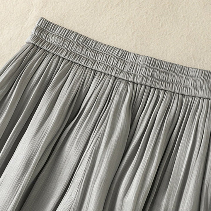Pantalon large pour femme avec poches, taille élastique et plis, motif Buddha Stones gris clair - image 5