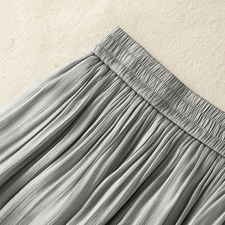 Pantalon large gris clair à taille élastique et poches pour femme avec motif Buddha Stones - image 8