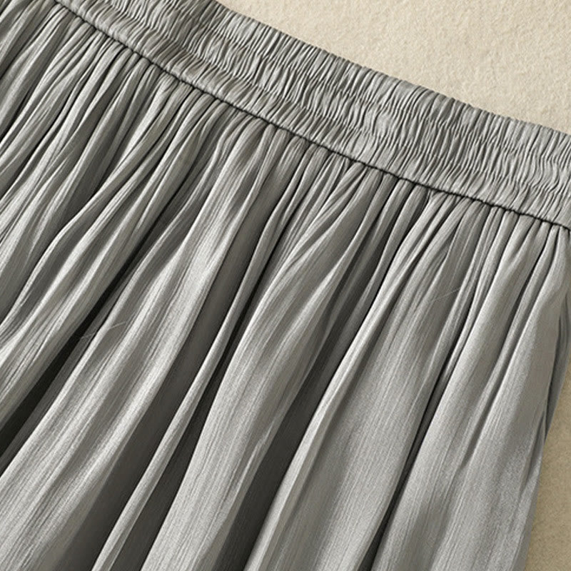 Pantalon large pour femme avec poches, taille élastique et plis, motif Buddha Stones gris clair - image 7
