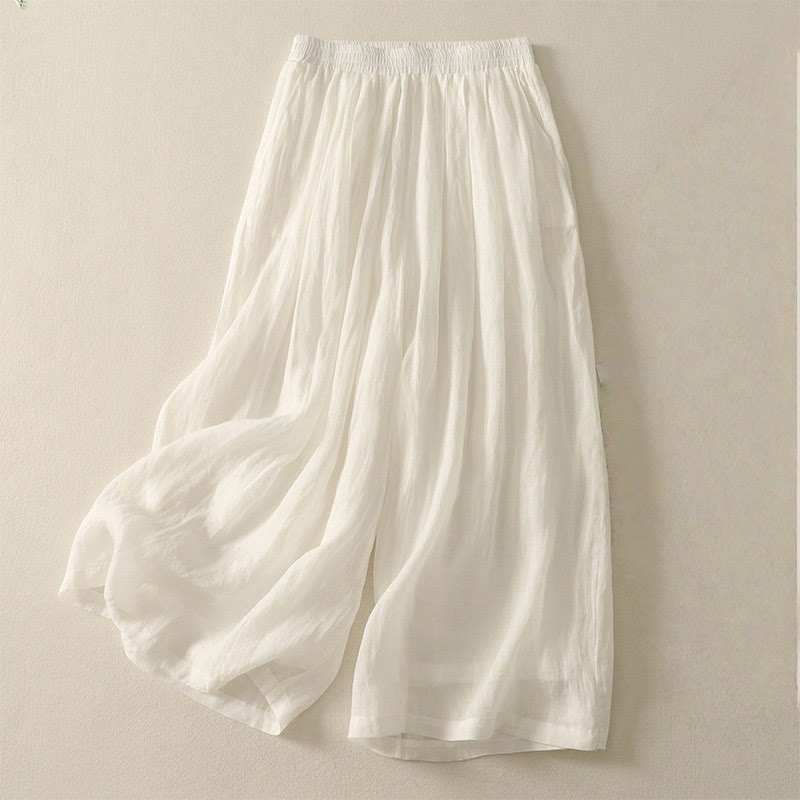 Pantalon large en coton et lin pour femme avec poches et taille élastique , Buddha Stones 7-8 - Blanc - US8-10，UK/AU12-14，EU40-42 (2XL) - image 10