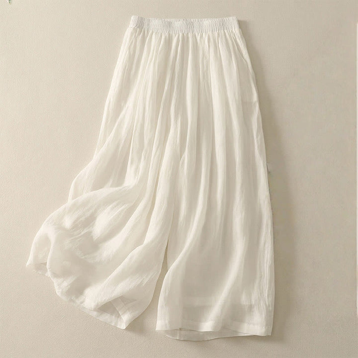 Pantalon large en coton et lin pour femme avec poches et taille élastique , Buddha Stones 7-8 - Blanc - US8-10，UK/AU12-14，EU40-42 (2XL) - image 10
