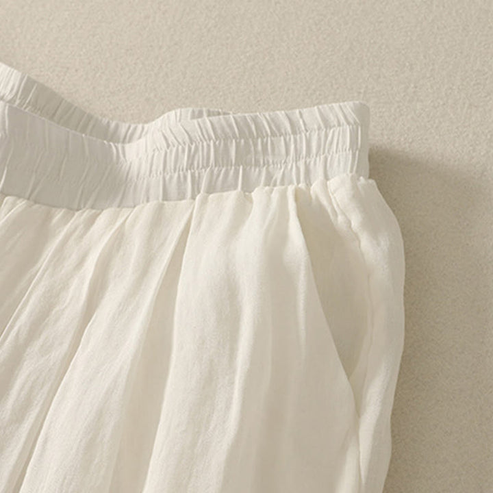 Pantalon large en coton et lin pour femme avec poches et taille élastique , Buddha Stones 7-8 - image 13