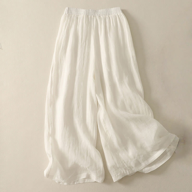 Pantalon large en coton et lin pour femme avec poches et taille élastique , Buddha Stones 7-8 - image 11