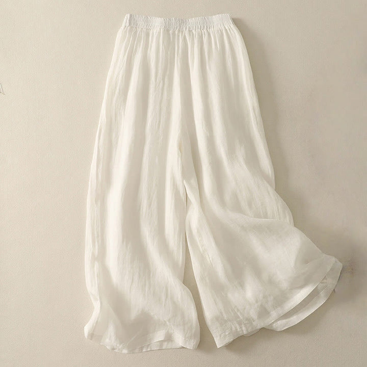Pantalon large en coton et lin pour femme avec poches et taille élastique , Buddha Stones 7-8 - image 11