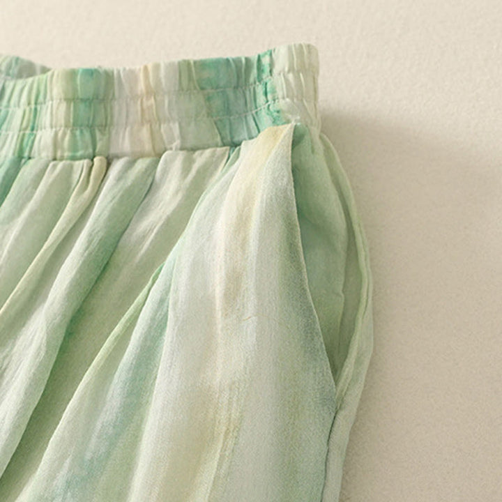 Pantalon large en coton et lin pour femme avec poches et taille élastique , Buddha Stones 7-8 - image 3