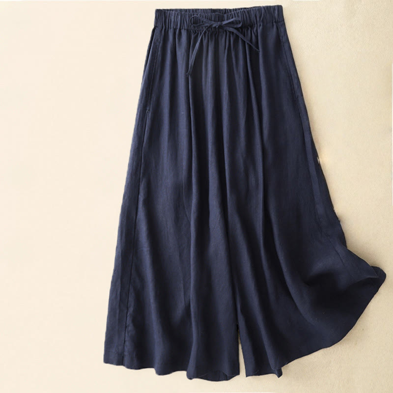 Pantalon Capri court à jambes larges et taille élastique pour femme, avec poches, motif Buddha Stones - Marine - US14，UK/AU18，EU46 (3XL) - image 11