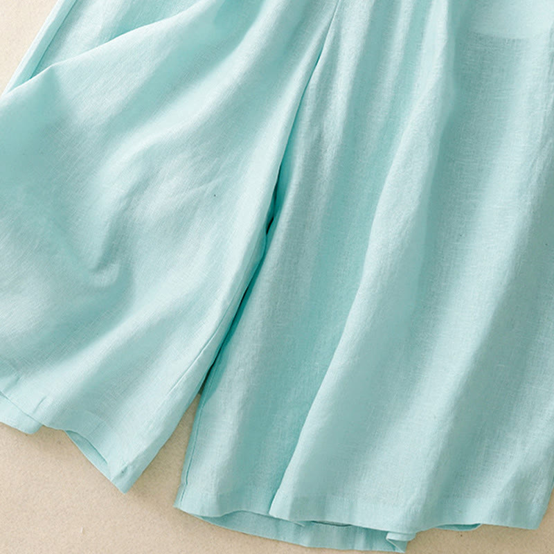 Pantalon Capri court et large à taille élastique avec poches pour femme Buddha Stones - image 5