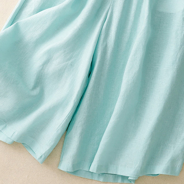 Pantalon Capri court et large à taille élastique avec poches pour femme Buddha Stones - image 5