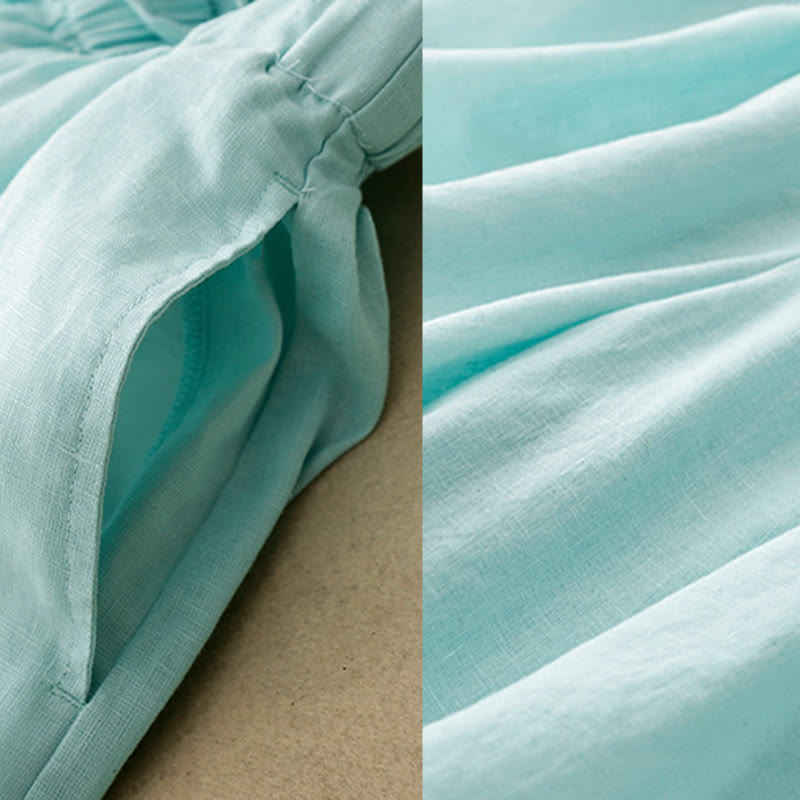 Pantalon Capri court et large à taille élastique avec poches pour femme Buddha Stones - image 2