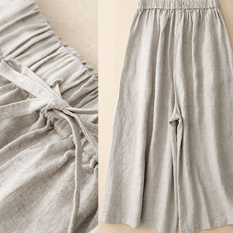 Pantalon Capri court et large à taille élastique avec poches pour femme Buddha Stones - image 17