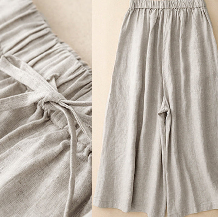 Pantalon Capri court et large à taille élastique avec poches pour femme Buddha Stones - image 17