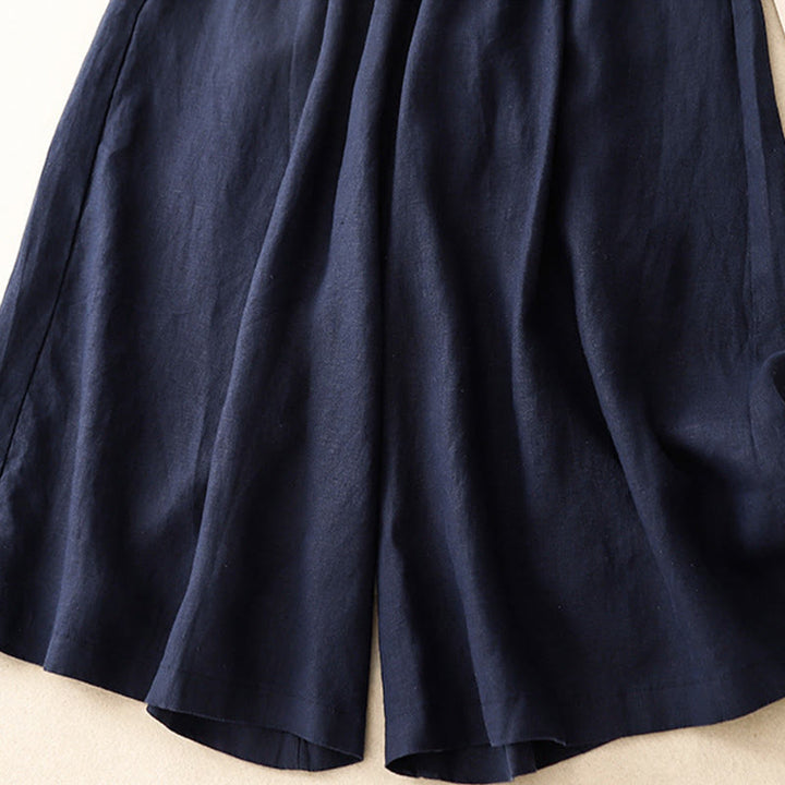 Pantalon Capri court et large à taille élastique avec poches pour femme Buddha Stones - image 14