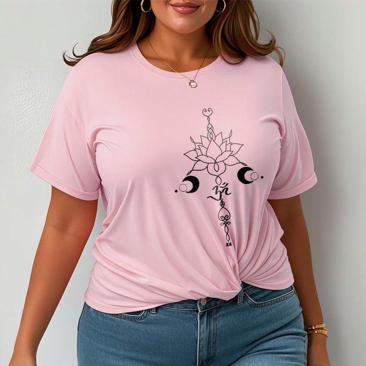 T-shirt uni avec motif de fleur de lotus et de Buddha Stones et symbole Om - image 14