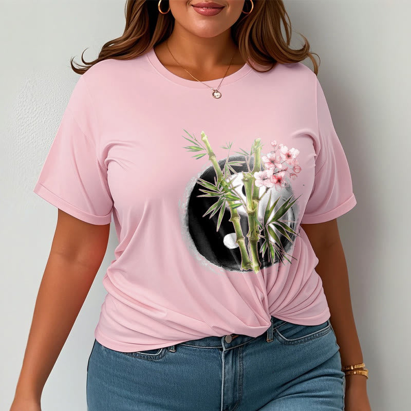 T-shirt à motif Buddha Stones, Yin et Yang, bambou et fleurs de pêcher - image 14