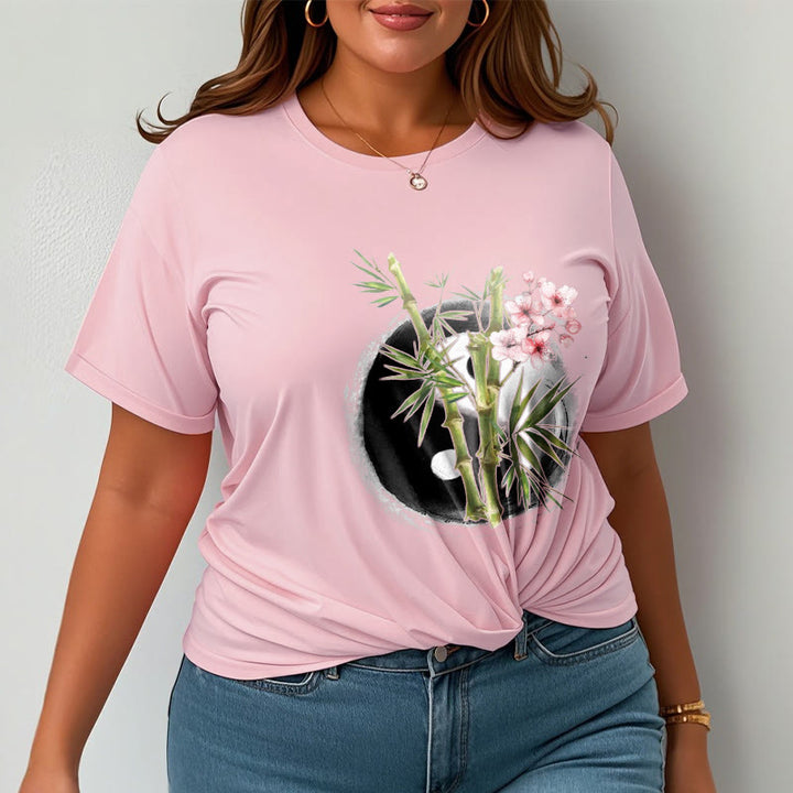 T-shirt à motif Buddha Stones, Yin et Yang, bambou et fleurs de pêcher - image 14