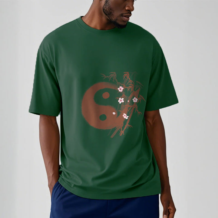 Buddha Stones T-shirt à motif Yin Yang bambou et fleurs de cerisier - image 10