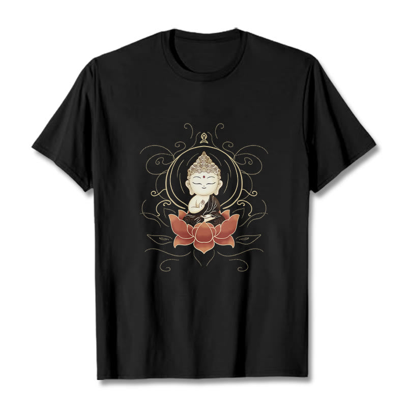 T-shirt à motif Buddha Stones assis serein et pierres de Bouddha - Noir - 2XL - image 4