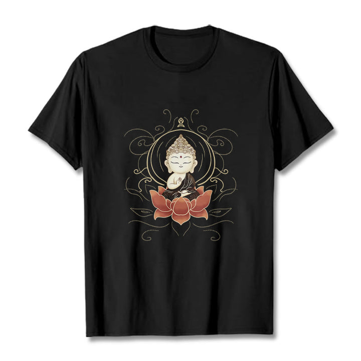 T-shirt à motif Buddha Stones assis serein et pierres de Bouddha - Noir - 2XL - image 4