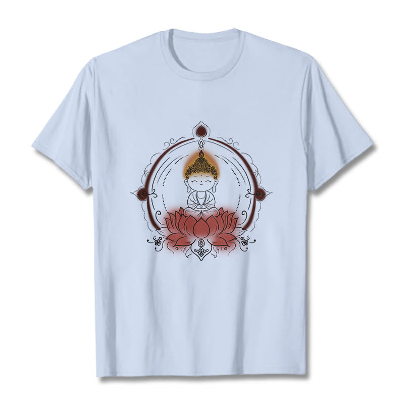 T-shirt à motif mandala Bouddha Lotus Joyful Buddha Stones - Cyan clair - 2XL - image 19