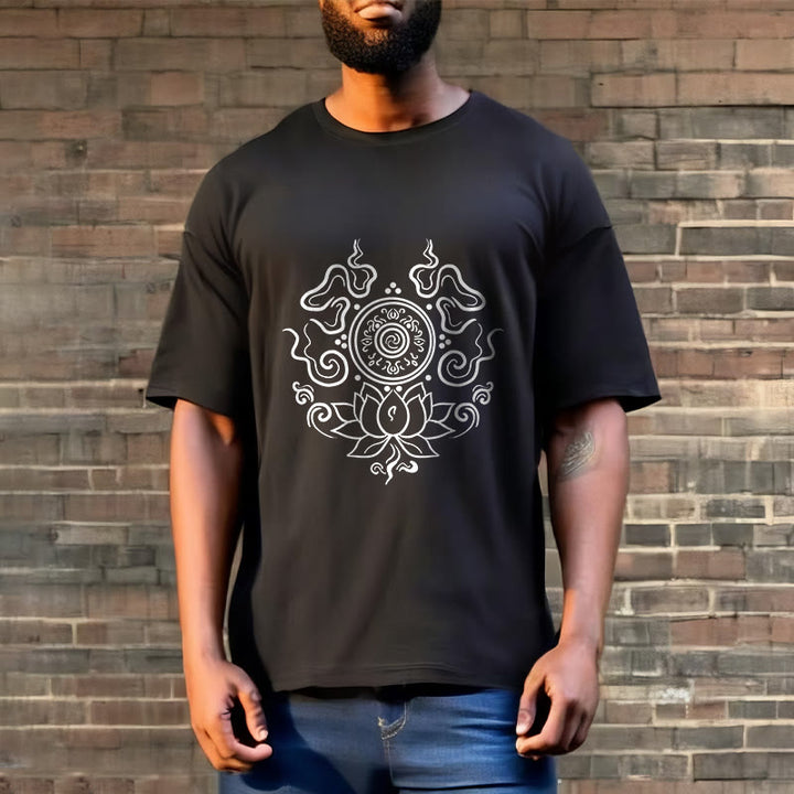 T-shirt à motif de fleur de lotus et de Buddha Stones - image 6
