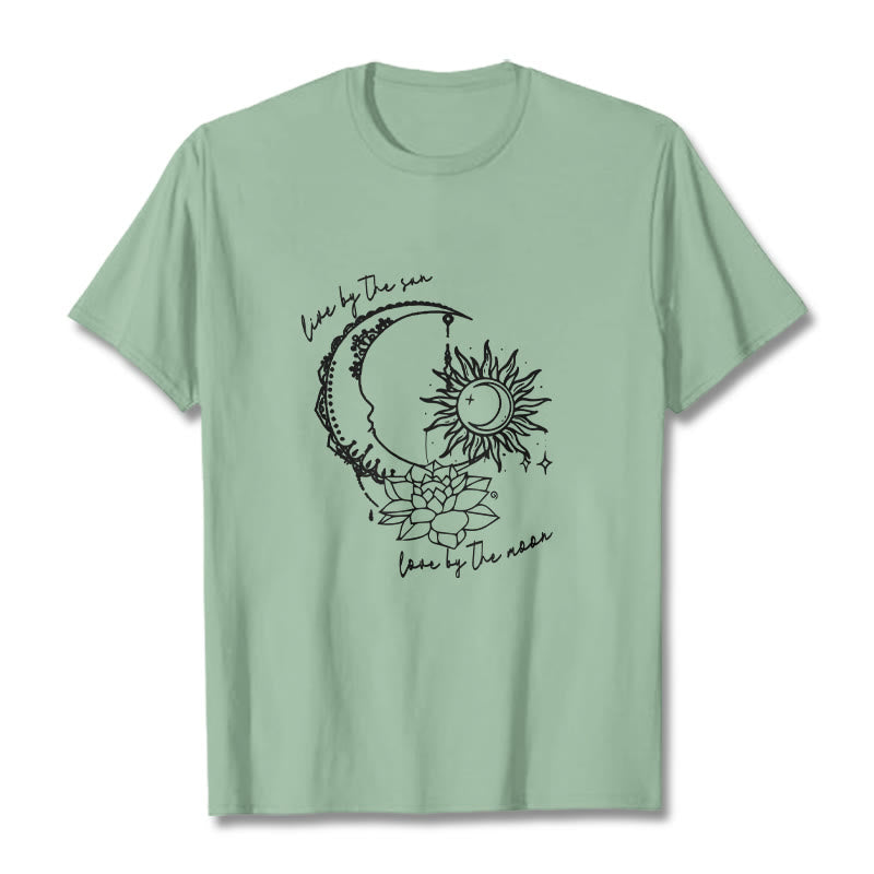 T-shirt à motif Buddha Stones, soleil, lune, fleur de lotus - Vert pâle - 2XL - image 15