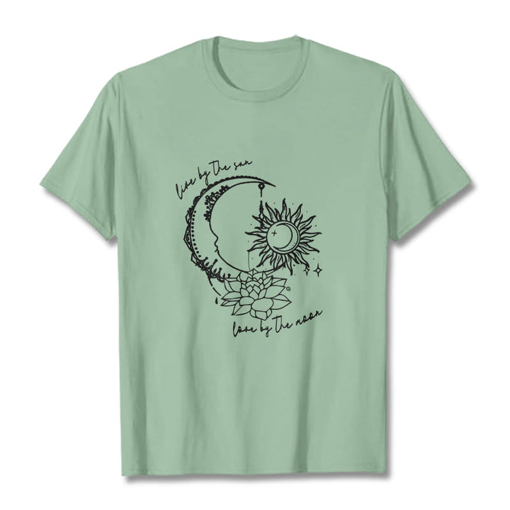 T-shirt à motif Buddha Stones, soleil, lune, fleur de lotus - Vert pâle - 2XL - image 15