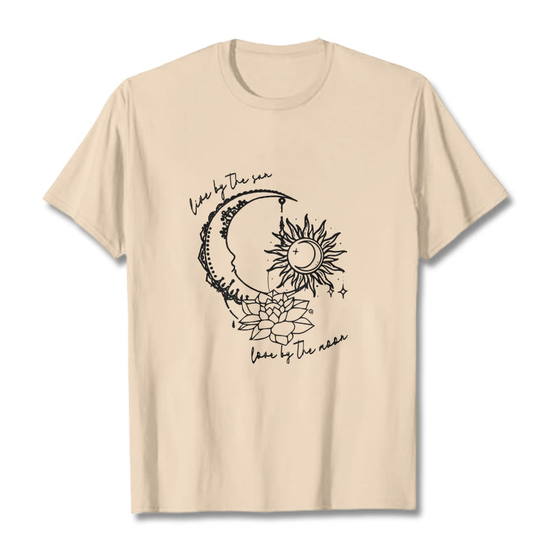 T-shirt à motif Buddha Stones, soleil, lune, fleur de lotus - Bisque - 2XL - image 11