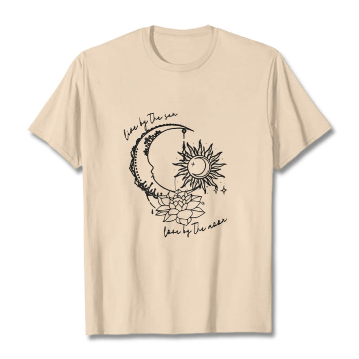 T-shirt à motif Buddha Stones, soleil, lune, fleur de lotus - Bisque - 2XL - image 11