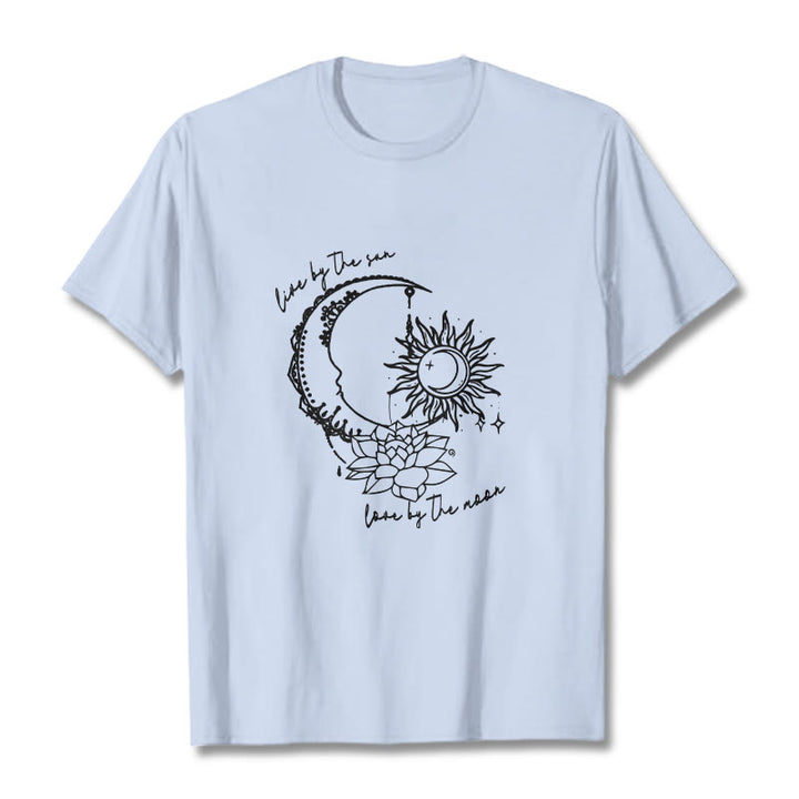 T-shirt à motif Buddha Stones, soleil, lune, fleur de lotus - Cyan clair - 2XL - image 19
