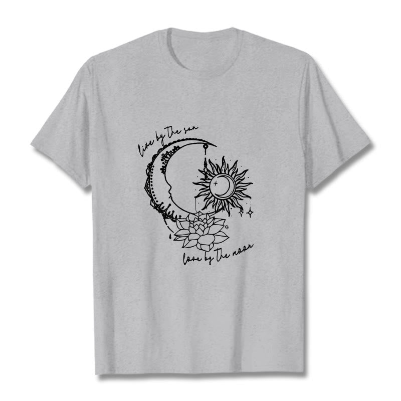 T-shirt à motif Buddha Stones, soleil, lune, fleur de lotus - Gris clair - 2XL - image 20