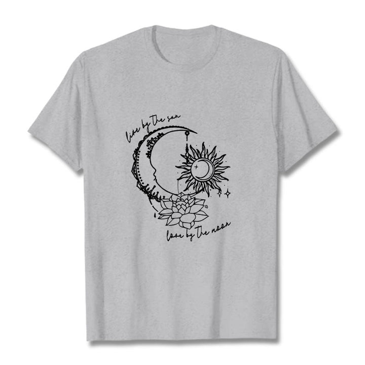 T-shirt à motif Buddha Stones, soleil, lune, fleur de lotus - Gris clair - 2XL - image 20