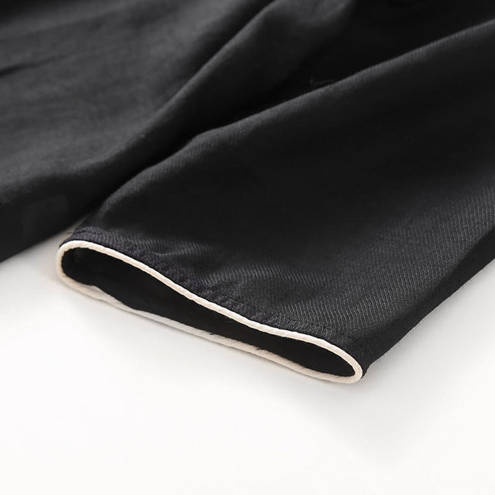 Robe midi décontractée en coton et lin à manches trois-quarts et broderie Buddha Stones - image 5