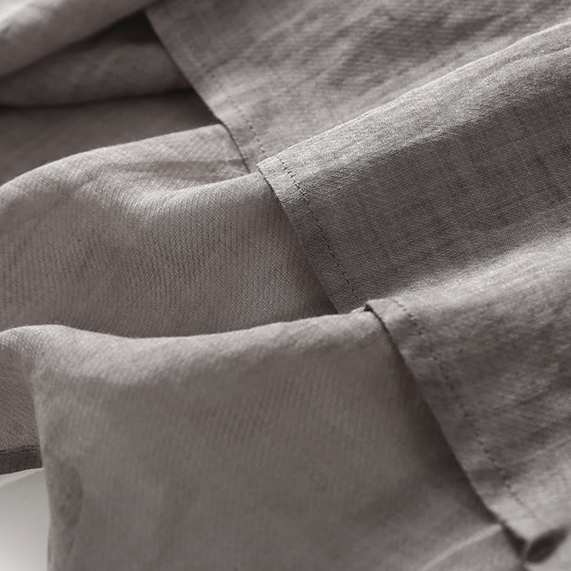 Robe midi décontractée en coton et lin à manches trois-quarts et broderie Buddha Stones - image 15