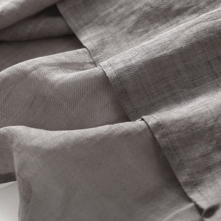 Robe midi décontractée en coton et lin à manches trois-quarts et broderie Buddha Stones - image 15