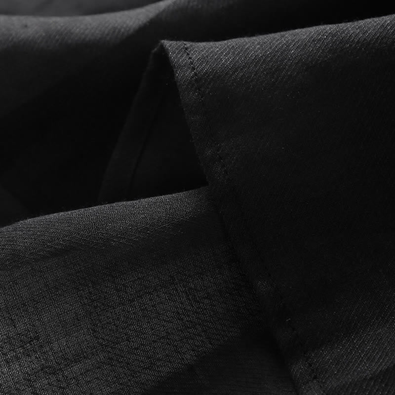 Robe midi décontractée en coton et lin à manches trois-quarts et broderie Buddha Stones - image 7