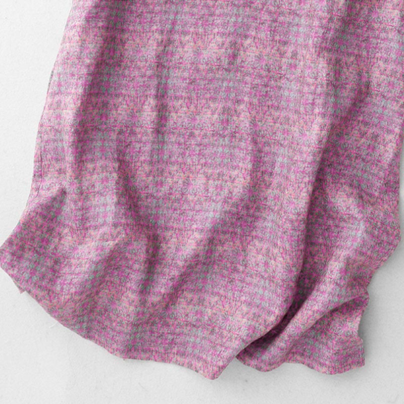 Robe mi-longue en coton et lin à manches courtes et imprimé floral Buddha Stones avec poches - image 10