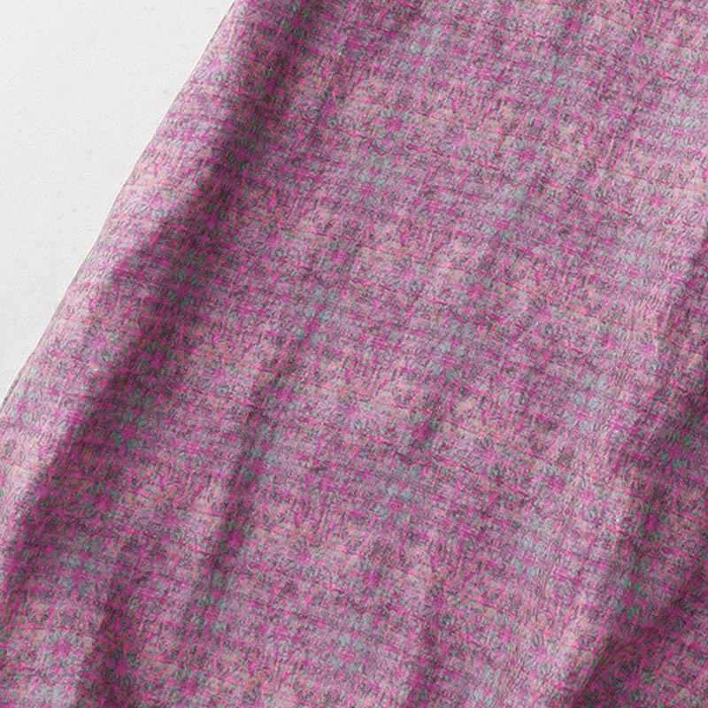Robe mi-longue en coton et lin à manches courtes et imprimé floral Buddha Stones avec poches - image 7