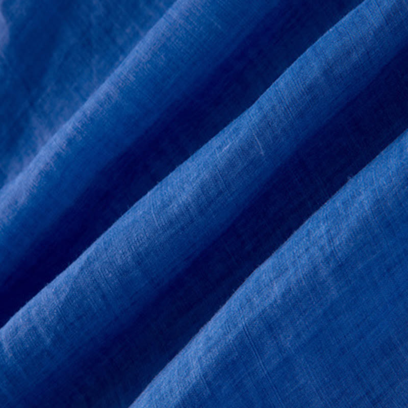 Robe midi unie en coton et lin avec cordon de serrage et manches bouffantes trois-quarts et poches - image 11