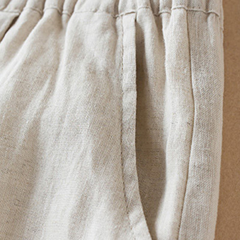 Pantalon sarouel en coton et lin pour femme, avec poches, motif Buddha Stones, fil coloré, longueur 7-8 - image 5