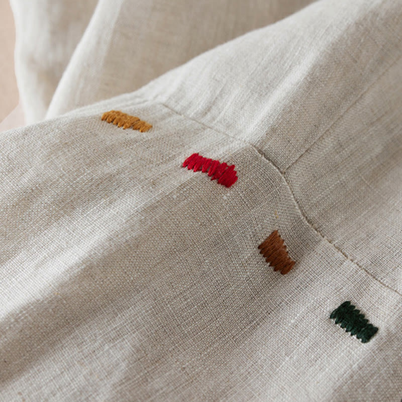 Pantalon sarouel en coton et lin pour femme, avec poches, motif Buddha Stones, fil coloré, longueur 7-8 - image 6