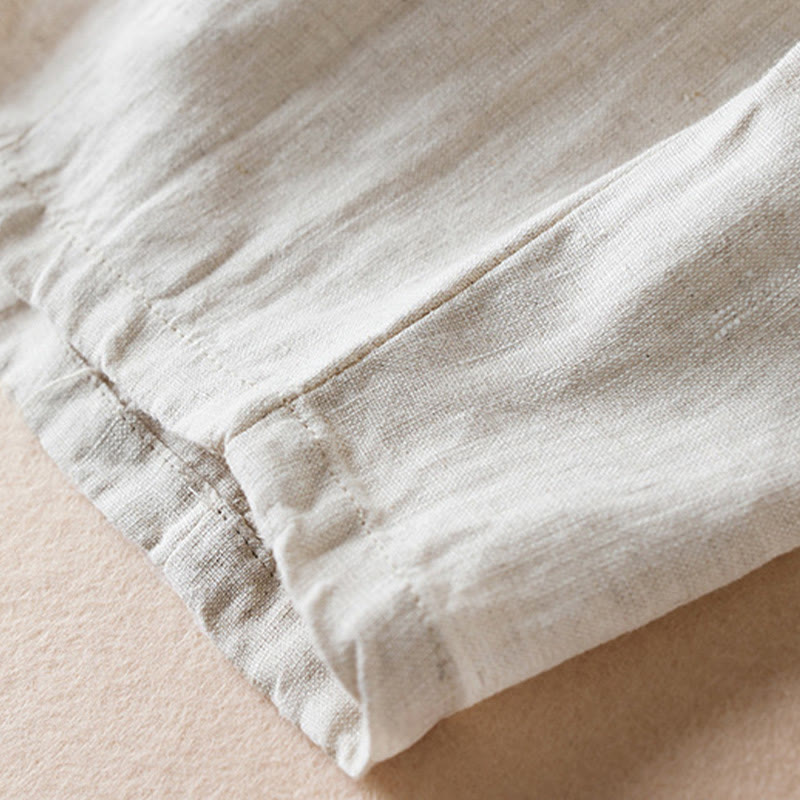 Pantalon sarouel en coton et lin pour femme, avec poches, motif Buddha Stones, fil coloré, longueur 7-8 - image 4