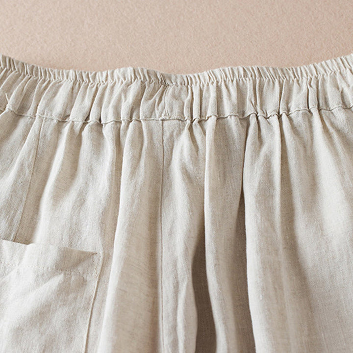 Pantalon sarouel en coton et lin pour femme, avec poches, motif Buddha Stones, fil coloré, longueur 7-8 - image 3