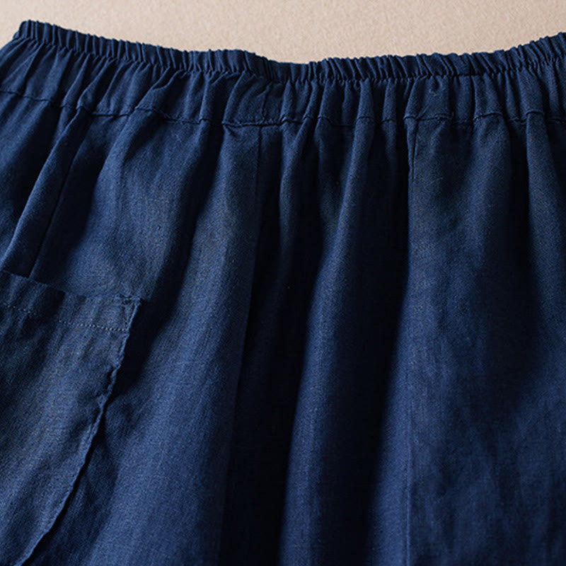 Pantalon sarouel en coton et lin pour femme, avec poches, motif Buddha Stones, fil coloré, longueur 7-8 - image 13